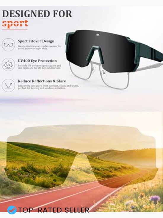 Oversized Sunglasses Over Glasses Polarized Fit Over UV400 Sports Shades